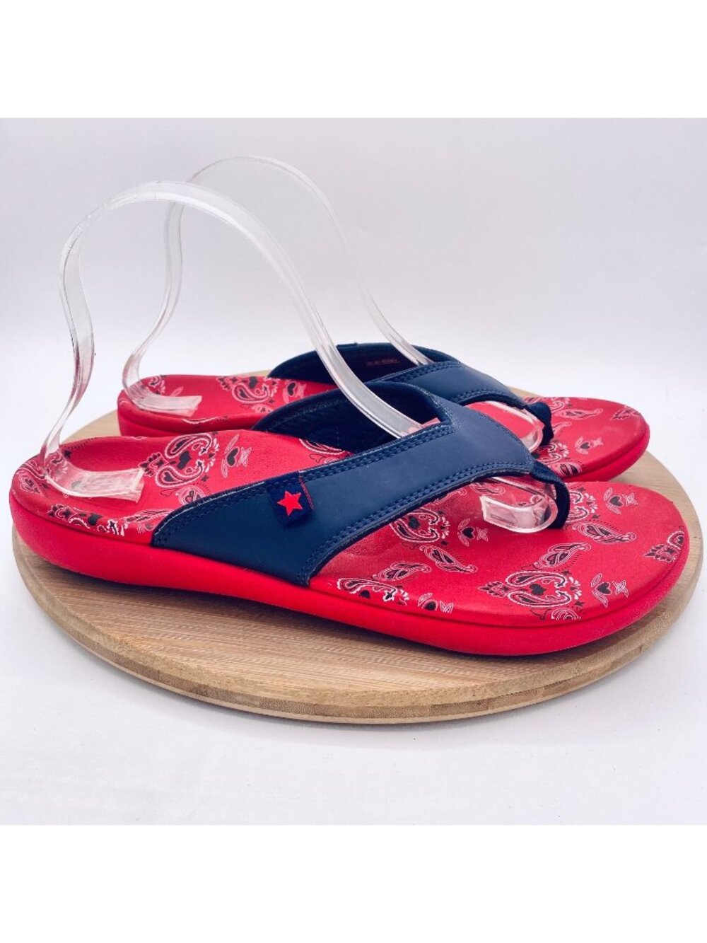 Spenco Sandals Womens 10 Blue Leather Yumi Orthopedic Flip Flop Americana